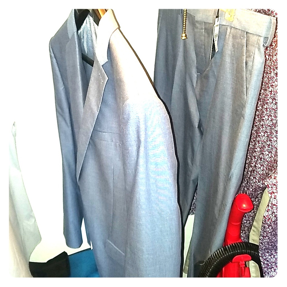 Express for men chambray slim suit brand new